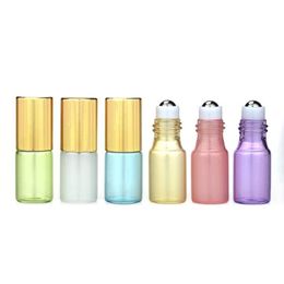 3ML Roll On Bottle Pearl Lustre Colors Rollon Metal Roller Ball Bottle Essential Oil Liquid fragrance Heipk