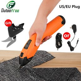Scharen EU/US Electric Scissors USB Cordless Chargeable Fabric Sewing Handheld Scissors Power Tool With 2PCS Alloy Steel Head