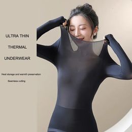 Women's Thermal Underwear Seamless Thermal Underwear Women Two Piece Set Winter Clothes For Women Ultra-Thin Winter Constant Temperature Thermal Tops Set 231127