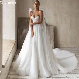 Party Dresses Doymeny Bridal Wedding Dress Court Train Lace Up Beading Bow Backless Sleeveless Satin Exquisite ALine LuxuryRobe De 230427