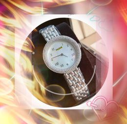 Small Full Diamonds Ring Dial Watch Women Luxury Full Stainless Steel Case Clock Diamonds Top Brand Quartz Imported Movement Montre De Luxe Wristwatches