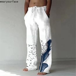 Pants Feather Parrot Dandelion Full Length Wide Leg Pants 3D All Over Print Hipster Fashion Streetwear Casual Sweatpants Men Clothing