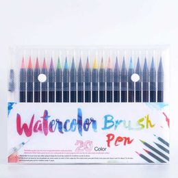 s Promotional Calligraphy 20 Colours Flexible Water Colour Soft Brush Nib Painting Watercolour Single Tip Pen Stationery for Kid P230427