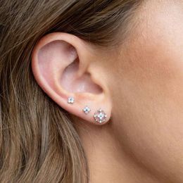 Stud Earrings Cubic Zirconia CZ Simple Small Flower For Women Green Blue Earring Girls Birthday Gift