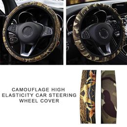 Steering Wheel Covers Camouflage Breathable Anti-slip Stretchy D Round Shape 38CM Protective Cover Universal Car