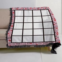 Sublimation Blank Blanket with Tassel 20 penels blankets Heat transfer Printing Shawl Wrap Sofa sleeping throw blankets 125X150cm I0428