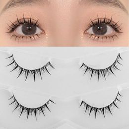 3 PCFalse Eyelashes 2pairs Clear Band Eyelashes Mink 3D Natural Long False Lashes Invisible Thin Band Eyelash Handmade Crisscross Lashes Makeup Z0428