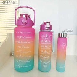 water bottle 900ml Dazzling Colour Water Bottle Gradient Frosting Sports Kettle Portable Handle Direct Drinking Car Cup With Bounce Cover YQ231128