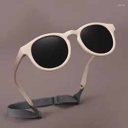 Солнцезащитные очки, модные детские, с круглым гибким ремешком, поляризация UV400, для младенцев от 0 до 3 лет
