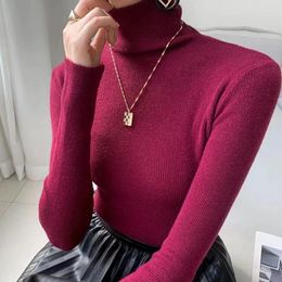 Women's Sweaters Pull Femme Sweater 2023 Sueters De Mujer Top Long Sleeve Knitted Turtleneck Elegantes Clothing Green For Women Red Colour