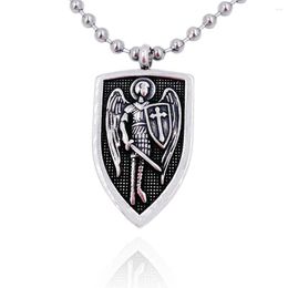 Pendant Necklaces Stainless Steel Angel Michael Men's Necklace