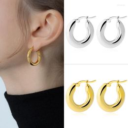 Hoop Earrings 2023 Wholesale Gold Plated Earring Simple Thick Round Circle Stainless Steel For Women Punk Hip Hop Jewellery