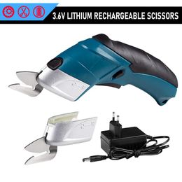 Scharen EU/US 3.6V Cordless Electric Scissors Fabric Leather Cloth Box Cutter Rechargeable Lithium Battery Sewing Cutting Power Tool