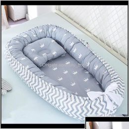 Baby Cribs Cribs 8853Cm Nest With Pillow Portable Crib Travel Infant Toddler Cotton Cradle For Born Baby Bed Bassinet Bumper Lj200818 Dhfsg