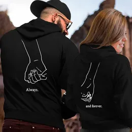 Women's Hoodies 2023 Couple Women Men Sweatshirt Lovers Couples Pullovers Gift Hand In Always Forever