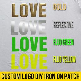 Fabric DIY Heat Transfer Iron On Stickers For Clothes And Leather Ironon Patch Gold Reflective Silver Fluorescent Green Fluo Yellow