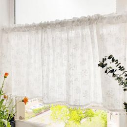 Curtain Bay Window Curtains Floral Pattern Decorative Drape Pastoral Style Short Restaurant Cabinet Dustproof Cover Cortinas
