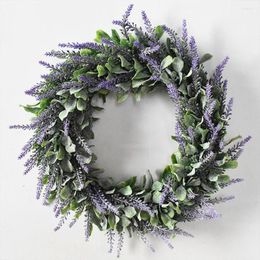 Decorative Flowers Lavender Artificial Wreath Garland Wedding Pendant For Home Door Window Wall Decoration