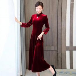 Casual Dresses Women Mid-length Dress Cheongsam-style Stylish Women's Winter Elegant A-line Design Warm Soft Pullover For Proms