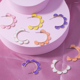 Hoop Earrings Fashion Multicolor Drip Oil Flower For Women Jewellery Accessories Wedding Party Wholesale