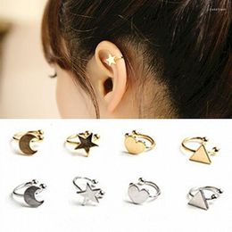 Stud Earrings Fashion Style Heart Triangle Moon Star Ear Cuff Clip On For Women Girls Wedding Jewellery Invisible Without Pierced Ears