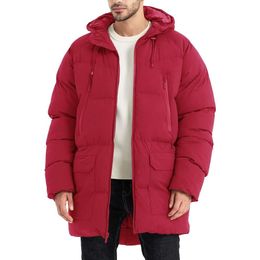 Men's duck down coat Hooded Warm Quilted Jacket Long Winter Coat Waterproof Cold Weather Parka 66JMN