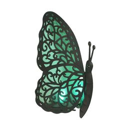 Brązowy metalowy motyl zielony LED Solar Light Outdoor Outdoor Garden Statue Decor - Zielony - Rozmiar 13 5 cali