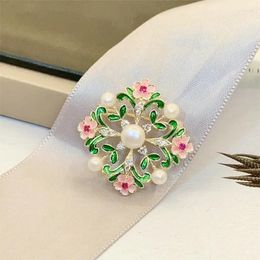 Brooches Floral Namel Colour Natural Pearl Noble Temperament Sweater Suit Plant Flowers All Kinds Of Occasions With Brooch