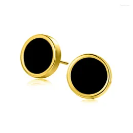 Stud Earrings Black Agate Screw For Men And Women Korea Simple Fashion Round