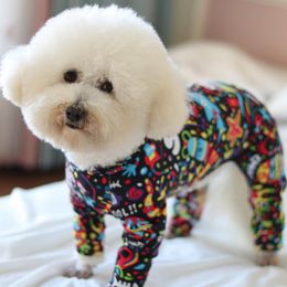 Rompers Pet Dog Jumpsuit Printed Overalls 100%Cotton Thin Puppy Clothes Stretchy Home Wear For Small Dogs Chihuahua Poodle Pyjamas