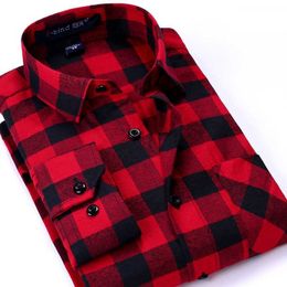 Men's Dress Shirts Men Plaid Shirt 2023 New Autumn Winter Flannel Casual Shirt Men Shirts Long Sleeve Chemise Homme Cotton Male Cheque Shirts P230427