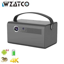 Projectors WZATCO T7 Pro 300Inch DLP 3D Projector Android WIFI Smart Proyector Bluetooth 5 Portable mini Beamer Built-in battery 15600 mAh Q231128