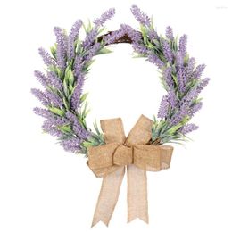 Decorative Flowers Simulation Lavender Wreath Flocking Garland El Wedding Home Wall Hanging Door Decoration