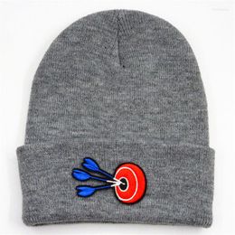 Berets Archery Target Embroidery Thicken Knitted Hat Winter Warm Skullies Cap Beanie For Kid Men Women 289