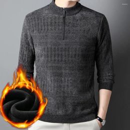 Men's Sweaters Thick Warm Knitwear Men Winter Solid Colour Sweater Cosy Stylish Half Zipper With For Warmth