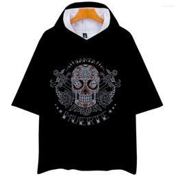 Men's T Shirts Day Of The Dead 3D Summer Hooded Short T-shirt Trend Casual Short-Sleeved Men Kop Cool