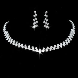 Wedding Jewelry Sets Luxury Wedding Bridal Jewelry Sets for Brides Crystal Rhinestone Women Necklace Earring Set Cuban Chain Silver Color Jewelry 231127