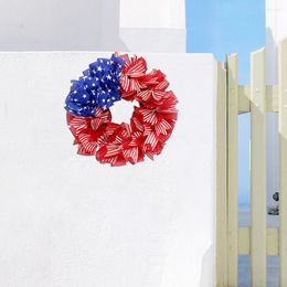 Decorative Flowers Unique Red White Blue Hanging Door Wreath Eye-catching 4th Of July Welcome Garland Create Atmosphere
