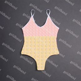 new Designer Sexy Bikini Womens Bathing Suit Summer One Piece Halter Swimwear Brand Letter Textile Printed Swimsuit Best quality Best quality