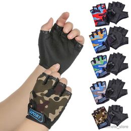 Children's Mittens Camouflage Half Finger Mittens Breathable Non-slip Child Bicycle Gloves High Elastic Cycling Bike Gloves Riding Equipment