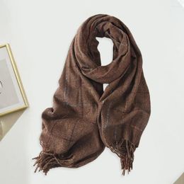 Scarves Women Scarf Stylish Winter Double-sided Plush Tassel Shawl For Wide Long Windproof With Decorative Plaid Print Soft