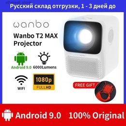 Projectors Global Version Wanbo T2 MAX Projector Full Hd 1080P Support Vertical Keystone Correction Portable Mini Home Theatre Projector Q231128
