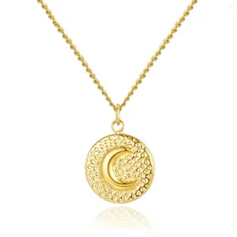Pendant Necklaces Moon Necklace For Women Gold Color Stainless Steel Round
