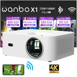 Projectors Wanbo X1 Pro/Max Projectors 4K Supported Android Wifi Phone Hd 1080P 8000 Lumens LED Mini Portable Projector For Home Office Q231128