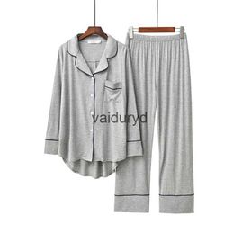 Ev Giyim 2 PCS Pijama Setler Kadınlar Uzun Kollu Katı Modal Gevşek Nefes Alabaş Yumuşak Lady Suit Kadın Kore tarzı ev giyim rahatvaiduryd