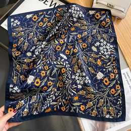 Scarves 2023 Fashion 100 Real Silk Square Satin Scarf For Women Shawl Foulard Hijab Neckerchief Wrap Bandana Neck Wrist Bufanda Echarpe J230428