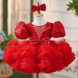 Flower Wedding Teenage Children Princess Birthday Party Tutu Graduation Gown Baby Kids Dresses For Girl Christmas Puffy Little Girls Pageant Dress 403