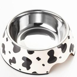 Feeding High Quality Melamine Plastic Stainless Steel Dog Bowl Pet Dinner Dish Feeding and Watering S/M/L Size