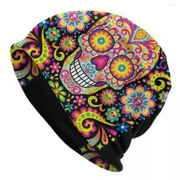 Berets Mexican Sugar Skull Day Of The Dead Art Bonnet Hats Hip Hop Knit Hat For Men Women Winter Warm Skullies Beanies Caps