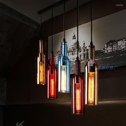 Pendant Lamps Vintage American Style Bar Hanging Lights Color Glass Decoration LED Lighting Light Fixtures Living Room Luster
